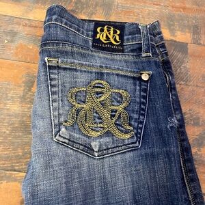Rock & Republic Blue Designer Jeans with Embroidered Details